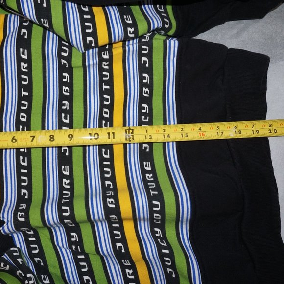 JUICY COUTURE Racer Stripe French terry sweatshirt LARGE relaxed crop B-30 - Picture 9 of 9